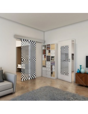 Glasschiebetür ECO-LINE - Fineprint Model 042 Weiss auf Grauglas