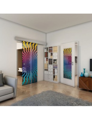 Glasschiebetür ECO-LINE - Fineprint Model 044 Verlauf auf Grauglas