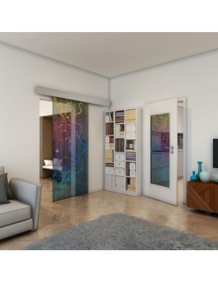 Glasschiebetür ECO-LINE - Fineprint Model 049 Verlauf auf Grauglas