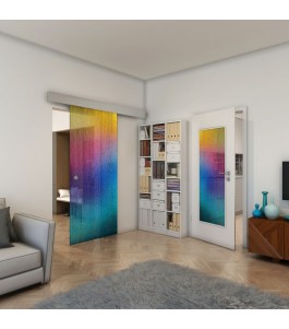 Glasschiebetür ECO-LINE - Fineprint Model 050 Verlauf auf Grauglas