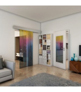 Glasschiebetür ECO-LINE - Fineprint Model 052 Verlauf auf Grauglas