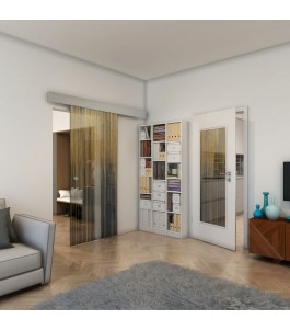 Glasschiebetür ECO-LINE - Fineprint Model 052 Gold auf Grauglas