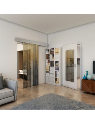 Glasschiebetür ECO-LINE - Fineprint Model 052 Gold auf Grauglas