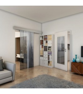 Glasschiebetür ECO-LINE - Fineprint Model 052 Weiss auf Grauglas