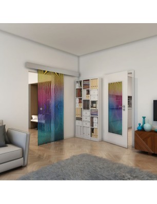 Glasschiebetür ECO-LINE - Fineprint Model 058 Verlauf auf Grauglas