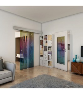Glasschiebetür ECO-LINE - Fineprint Model 060 Verlauf auf Grauglas