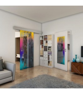 Glasschiebetür ECO-LINE - Fineprint Model 061 Verlauf auf Grauglas