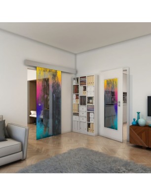 Glasschiebetür ECO-LINE - Fineprint Model 061 Verlauf auf Grauglas