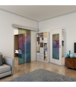 Glasschiebetür ECO-LINE - Fineprint Model 062 Verlauf auf Grauglas