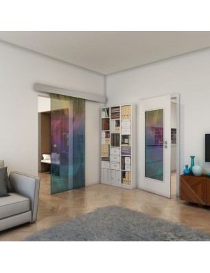 Glasschiebetür ECO-LINE - Fineprint Model 062 Verlauf auf Grauglas