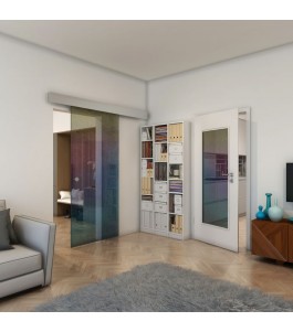 Glasschiebetür ECO-LINE - Fineprint Model 063 Verlauf auf Grauglas