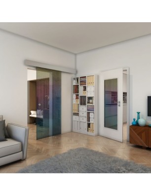 Glasschiebetür ECO-LINE - Fineprint Model 063 Verlauf auf Grauglas