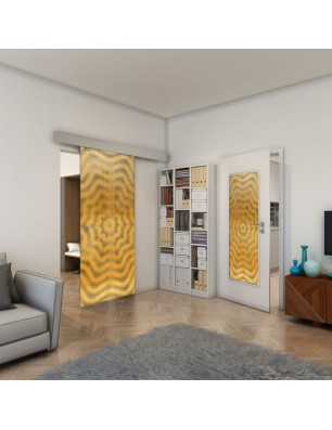 Glasschiebetür ECO-LINE - Fineprint Model 064 Gold auf Grauglas