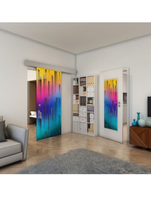 Glasschiebetür ECO-LINE - Fineprint Model 067 Verlauf auf Grauglas