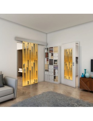 Glasschiebetür ECO-LINE - Fineprint Model 067 Gold auf Grauglas