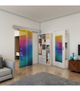 Glasschiebetür ECO-LINE - Fineprint Model 069 Verlauf auf Grauglas