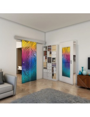 Glasschiebetür ECO-LINE - Fineprint Model 074 Verlauf auf Grauglas