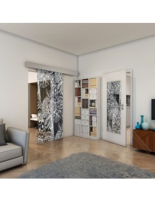 Glasschiebetür ECO-LINE - Fineprint Model 083 Weiss auf Grauglas