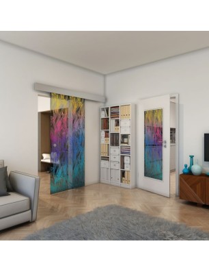 Glasschiebetür ECO-LINE - Fineprint Model 084 Verlauf auf Grauglas