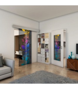 Glasschiebetür ECO-LINE - Fineprint Model 086 Verlauf auf Grauglas