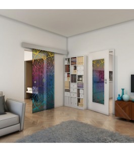 Glasschiebetür ECO-LINE - Fineprint Model 087 Verlauf auf Grauglas