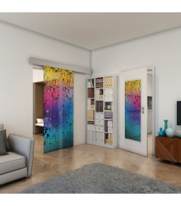 Glasschiebetür ECO-LINE - Fineprint Model 091 Verlauf auf Grauglas
