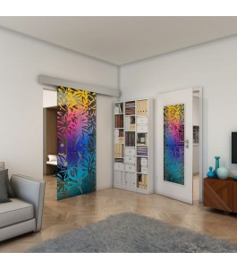 Glasschiebetür ECO-LINE - Fineprint Model 094 Verlauf auf Grauglas