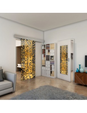 Glasschiebetür ECO-LINE - Fineprint Model 094 Gold auf Grauglas