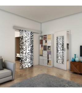 Glasschiebetür ECO-LINE - Fineprint Model 094 Weiss auf Grauglas