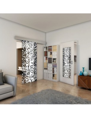 Glasschiebetür ECO-LINE - Fineprint Model 094 Weiss auf Grauglas