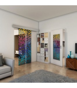 Glasschiebetür ECO-LINE - Fineprint Model 095 Verlauf auf Grauglas