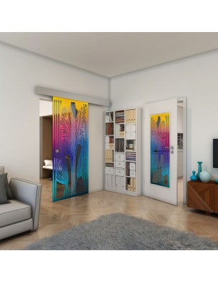 Glasschiebetür ECO-LINE - Fineprint Model 097 Verlauf auf Grauglas