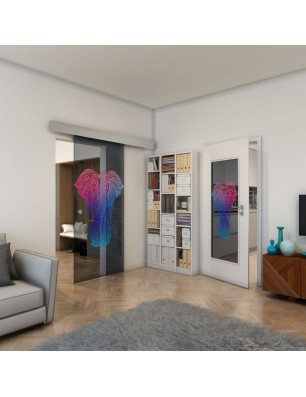 Glasschiebetür ECO-LINE - Fineprint Model 098 Verlauf auf Grauglas