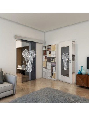 Glasschiebetür ECO-LINE - Fineprint Model 098 Weiss auf Grauglas