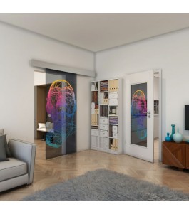 Glasschiebetür ECO-LINE - Fineprint Model 103 Verlauf auf Grauglas