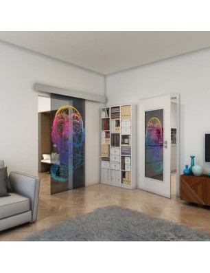 Glasschiebetür ECO-LINE - Fineprint Model 103 Verlauf auf Grauglas