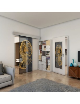 Glasschiebetür ECO-LINE - Fineprint Model 103 Gold auf Grauglas