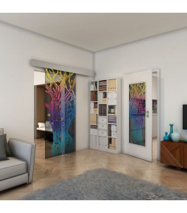 Glasschiebetür ECO-LINE - Fineprint Model 105 Verlauf auf Grauglas
