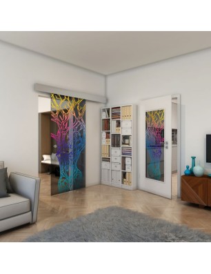 Glasschiebetür ECO-LINE - Fineprint Model 105 Verlauf auf Grauglas
