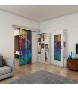 Glasschiebetür ECO-LINE - Fineprint Model 106 Verlauf auf Grauglas