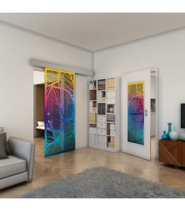 Glasschiebetür ECO-LINE - Fineprint Model 107 Verlauf auf Grauglas