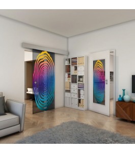 Glasschiebetür ECO-LINE - Fineprint Model 109 Verlauf auf Grauglas