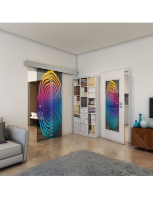 Glasschiebetür ECO-LINE - Fineprint Model 109 Verlauf auf Grauglas