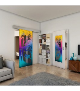 Glasschiebetür ECO-LINE - Fineprint Model 110 Verlauf auf Grauglas