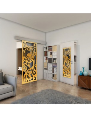 Glasschiebetür ECO-LINE - Fineprint Model 112 Gold auf Grauglas