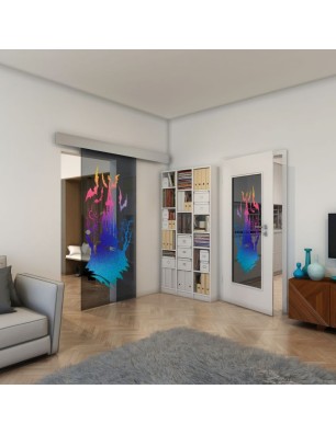 Glasschiebetür ECO-LINE - Fineprint Model 114 Verlauf auf Grauglas