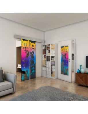 Glasschiebetür ECO-LINE - Fineprint Model 115 Verlauf auf Grauglas