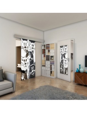 Glasschiebetür ECO-LINE - Fineprint Model 115 Weiss auf Grauglas