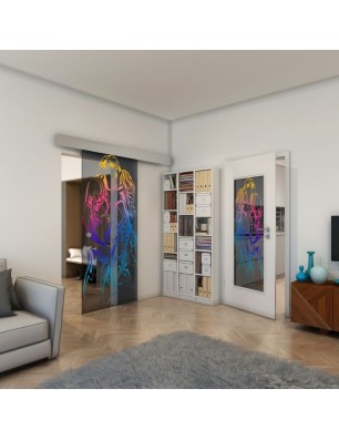 Glasschiebetür ECO-LINE - Fineprint Model 116 Verlauf auf Grauglas