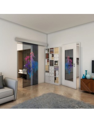 Glasschiebetür ECO-LINE - Fineprint Model 118 Verlauf auf Grauglas